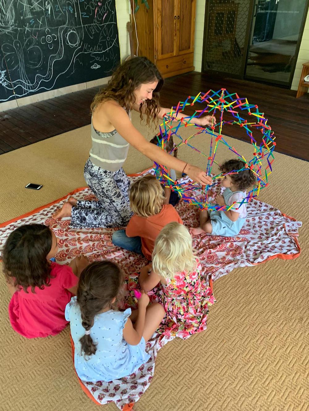 Mindful Seeds educator JJ using the &lsquo;magical breathing ball&rsquo; with her children.